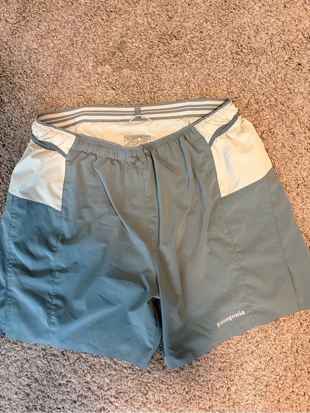 Patagonia Two-Tone Blue and Cream Athletic Shorts